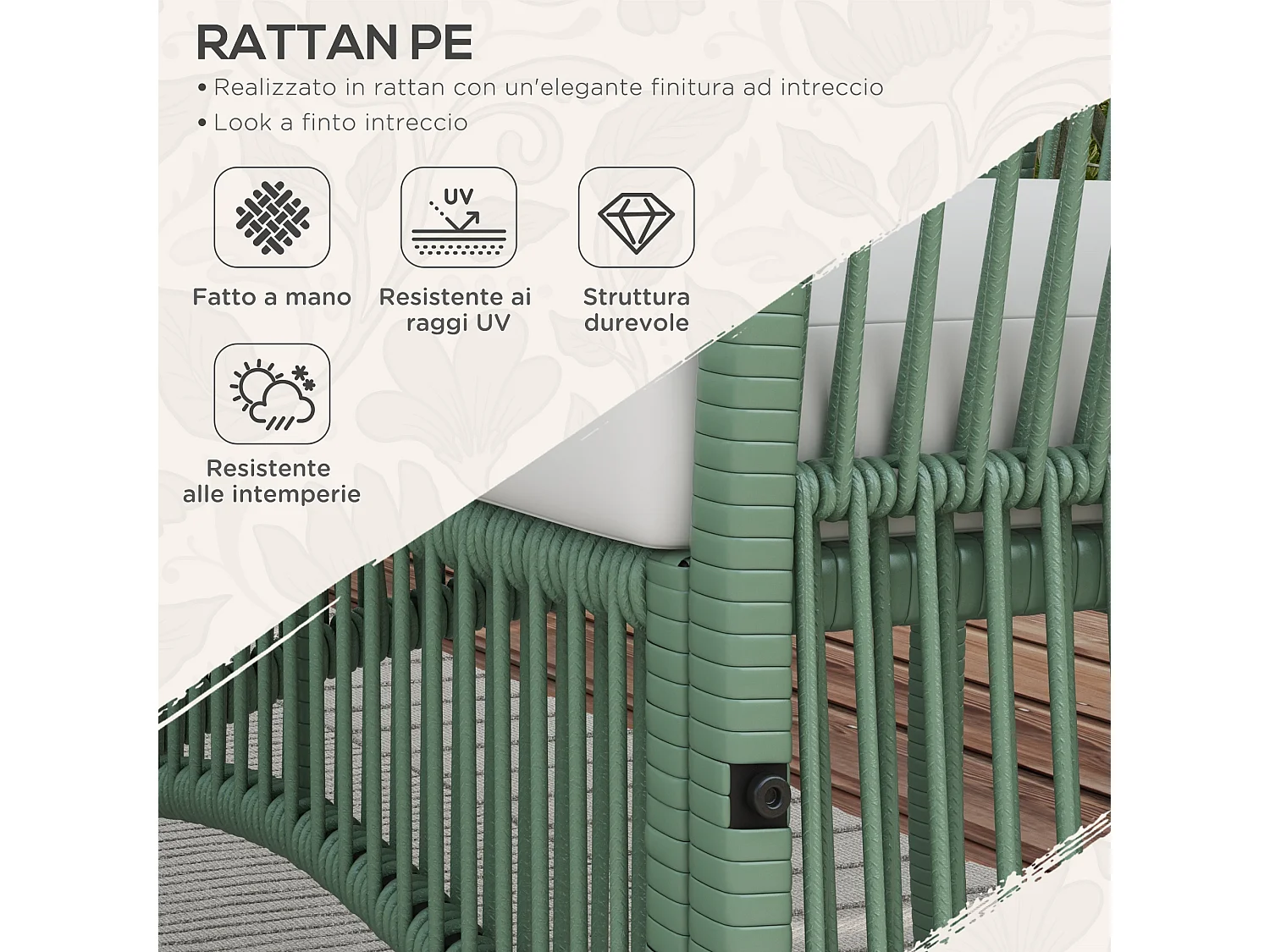 Set da giardino 4pz con poltrone divano e tavolino