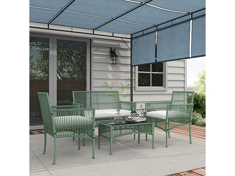 Set da giardino 4pz con poltrone divano e tavolino