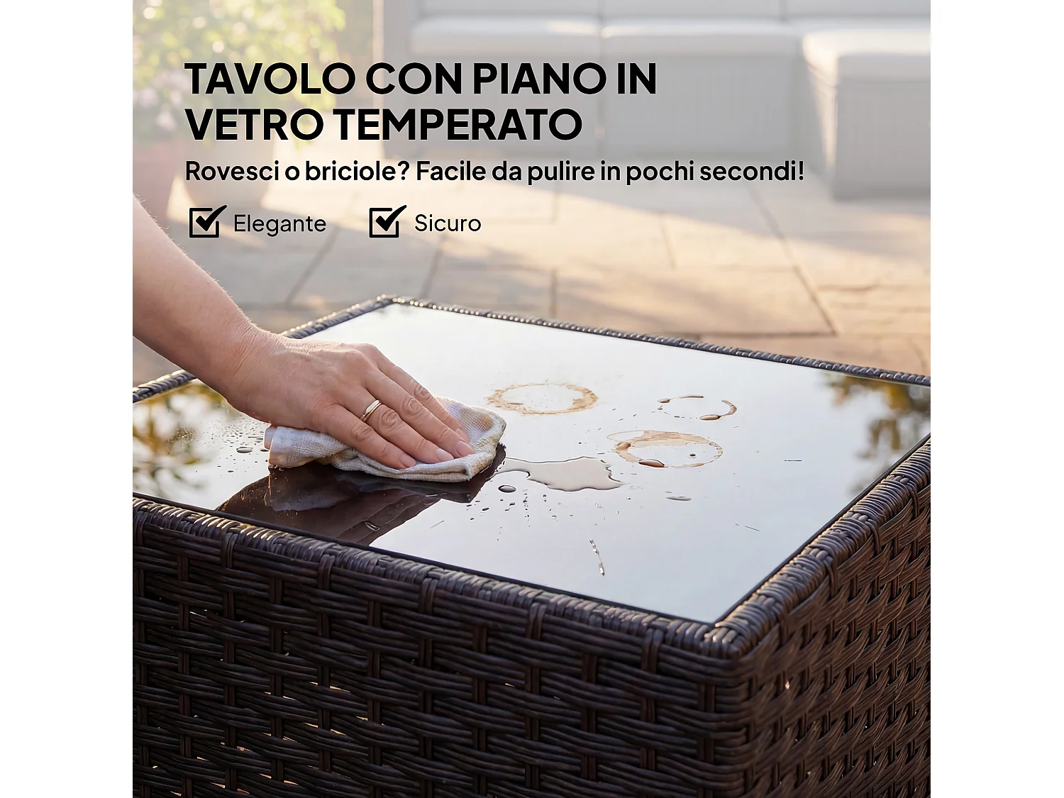 Set mobili da giardino 5 pezzi modulare in vimini grigio