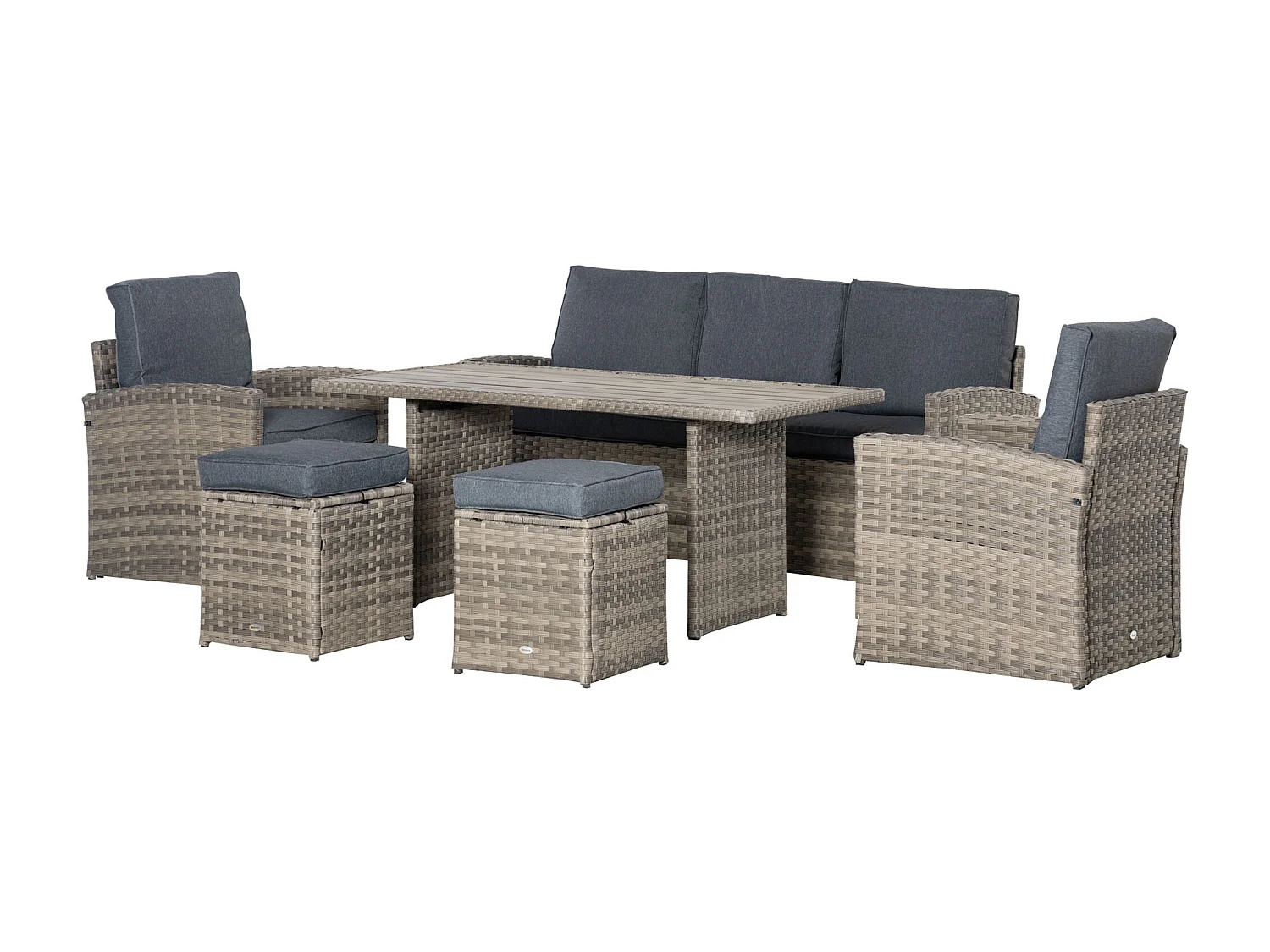 Set salotto da giardino da 6 pezzi in rattan pe e metallo