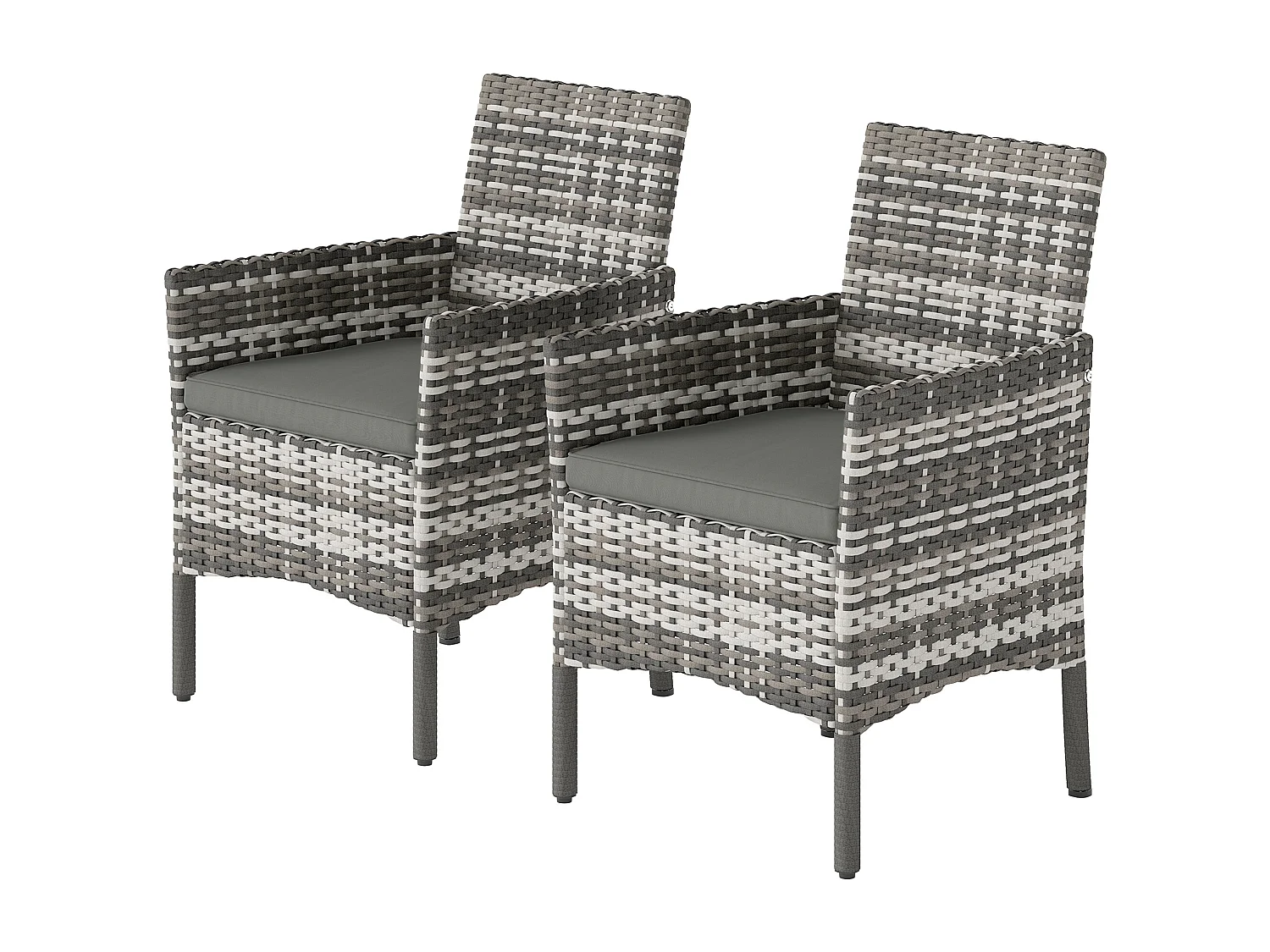 Set 2 sedie da giardino in rattan con cuscini grigio