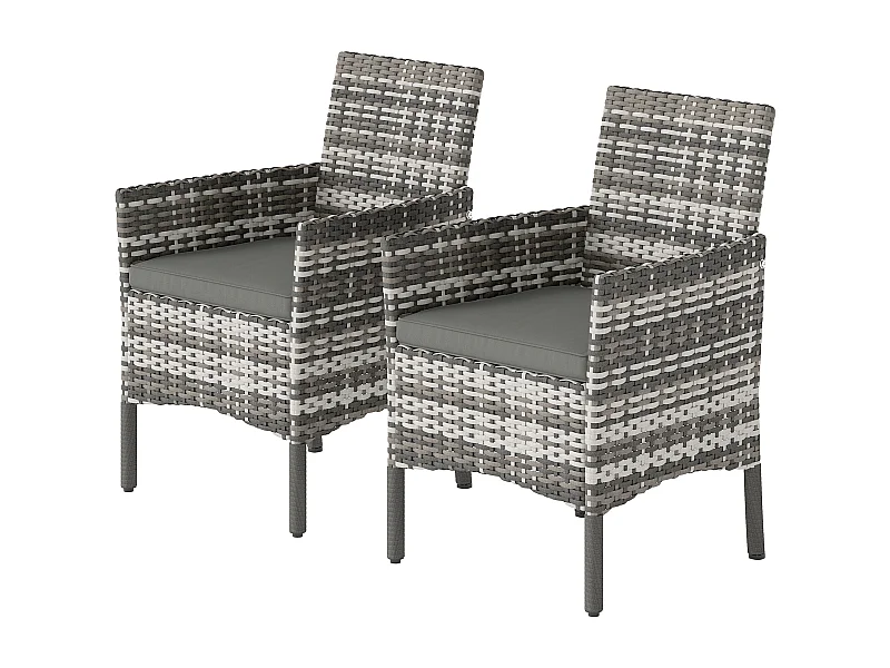 Set 2 sedie da giardino in rattan con cuscini grigio