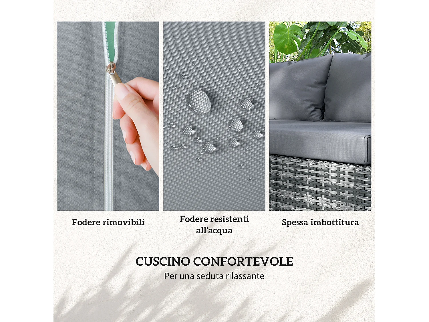 Set da giardino 4pz con 2 divani 2 posti e 2 tavolini grigio e argento
