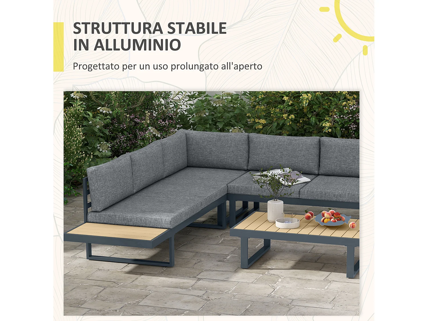 Set da giardino 4pz con 2 divanetti, poltrona e tavolino da caffè