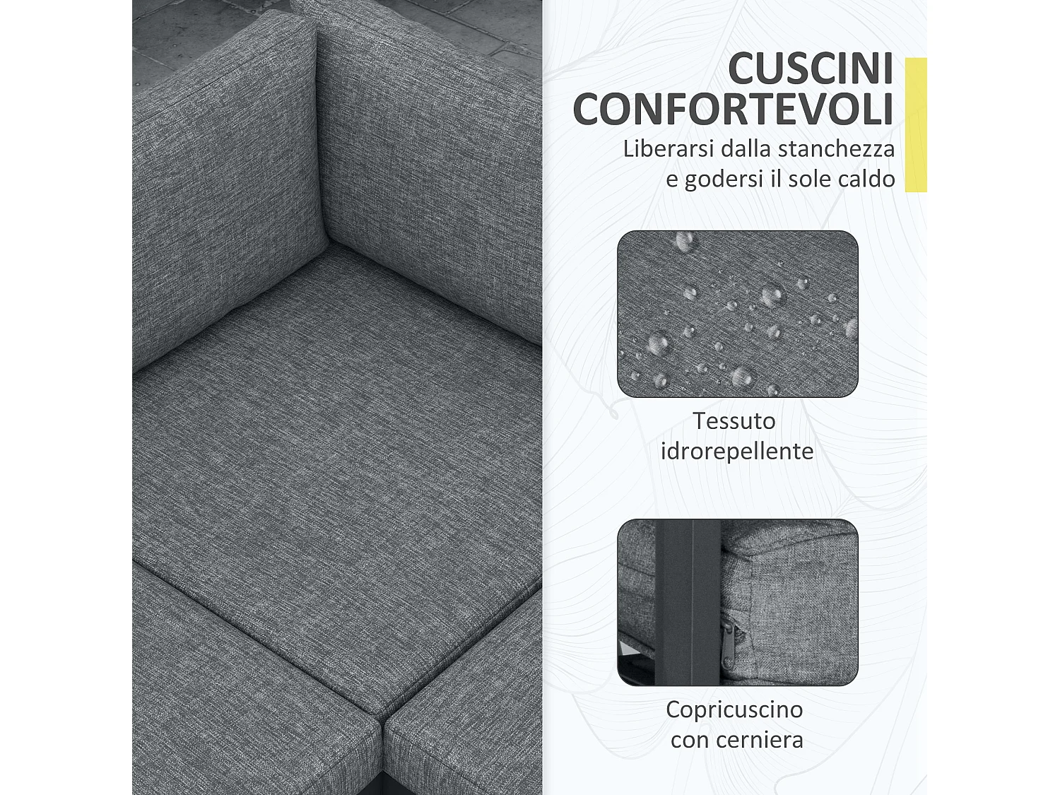 Set da giardino 4pz con 2 divanetti, poltrona e tavolino da caffè