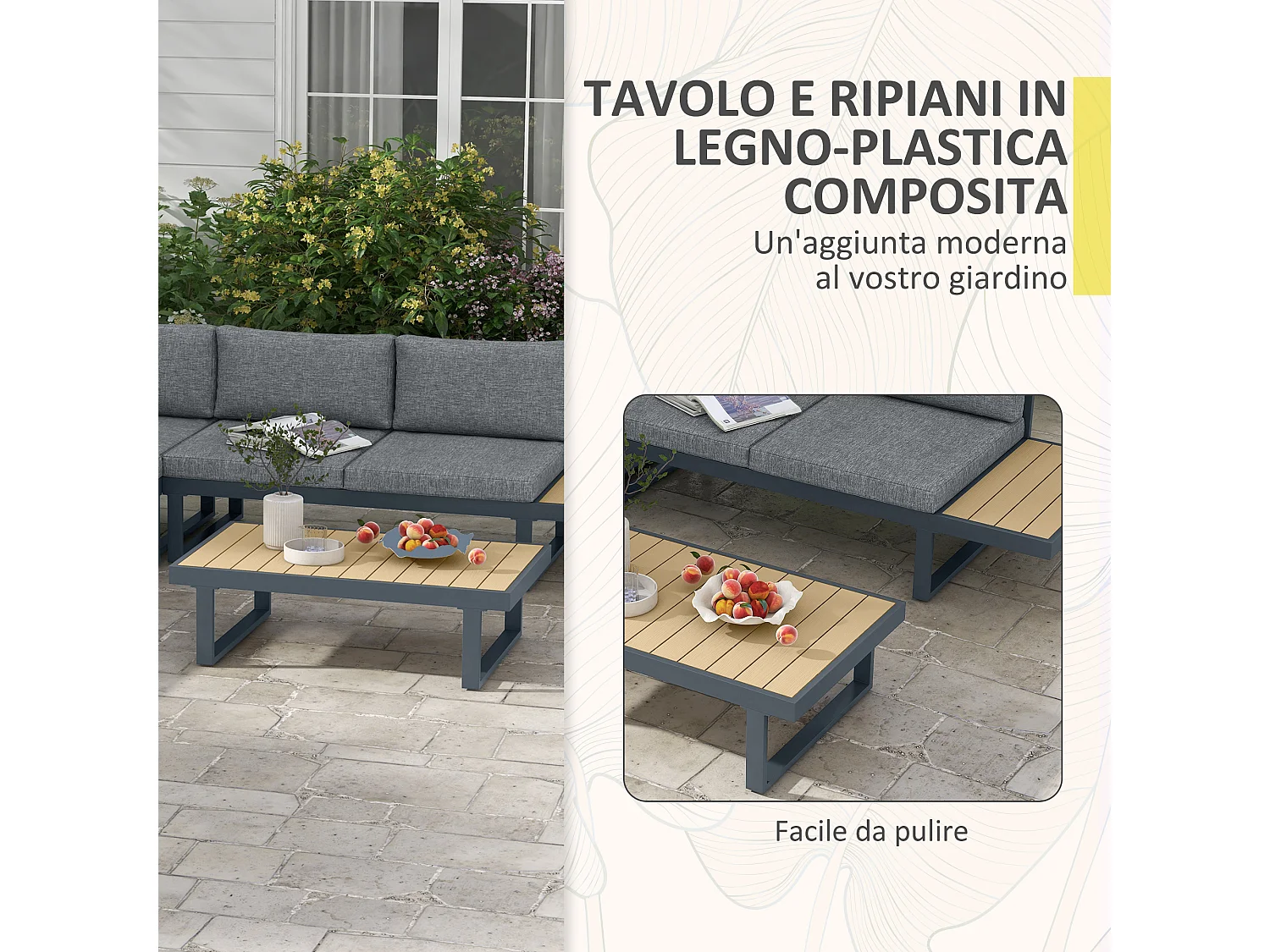 Set da giardino 4pz con 2 divanetti, poltrona e tavolino da caffè