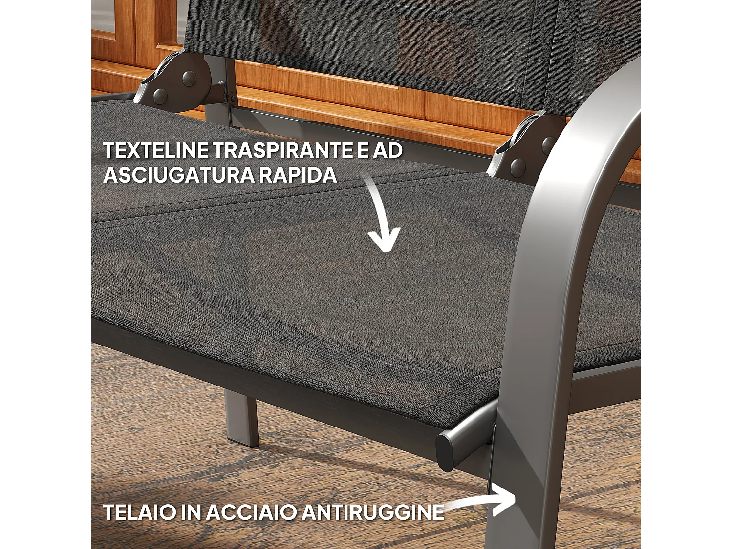 Set da esterno 4pz con tavolino da caffè, 2 sedie e divanetto nero