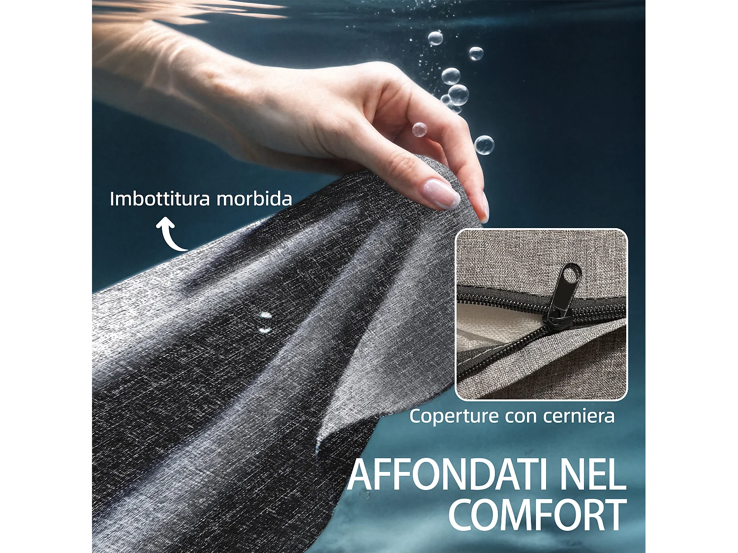 Set divani da giardino 4 posti legno acacia naturale