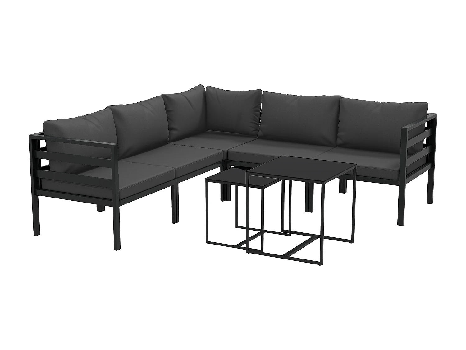 Set da giardino 7 pezzi con 5 sedie e 2 tavolini grigio