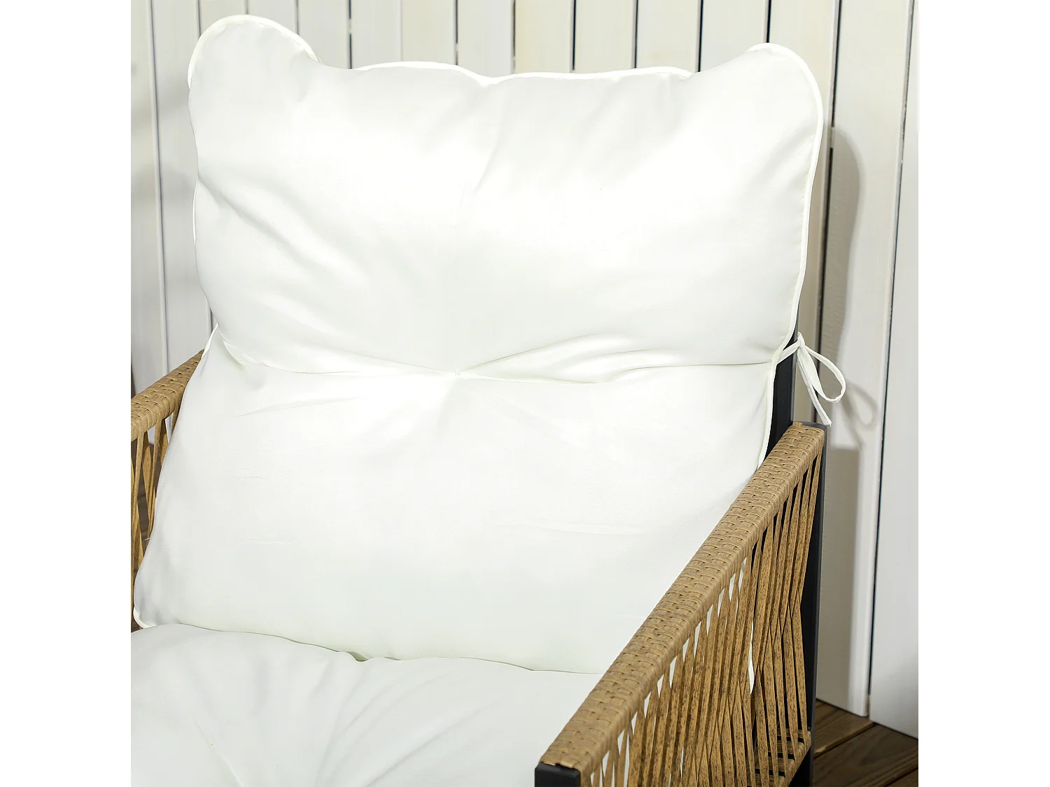 Set da giardino 4pz in rattan con divanetto, 2 sedie e tavolino nero