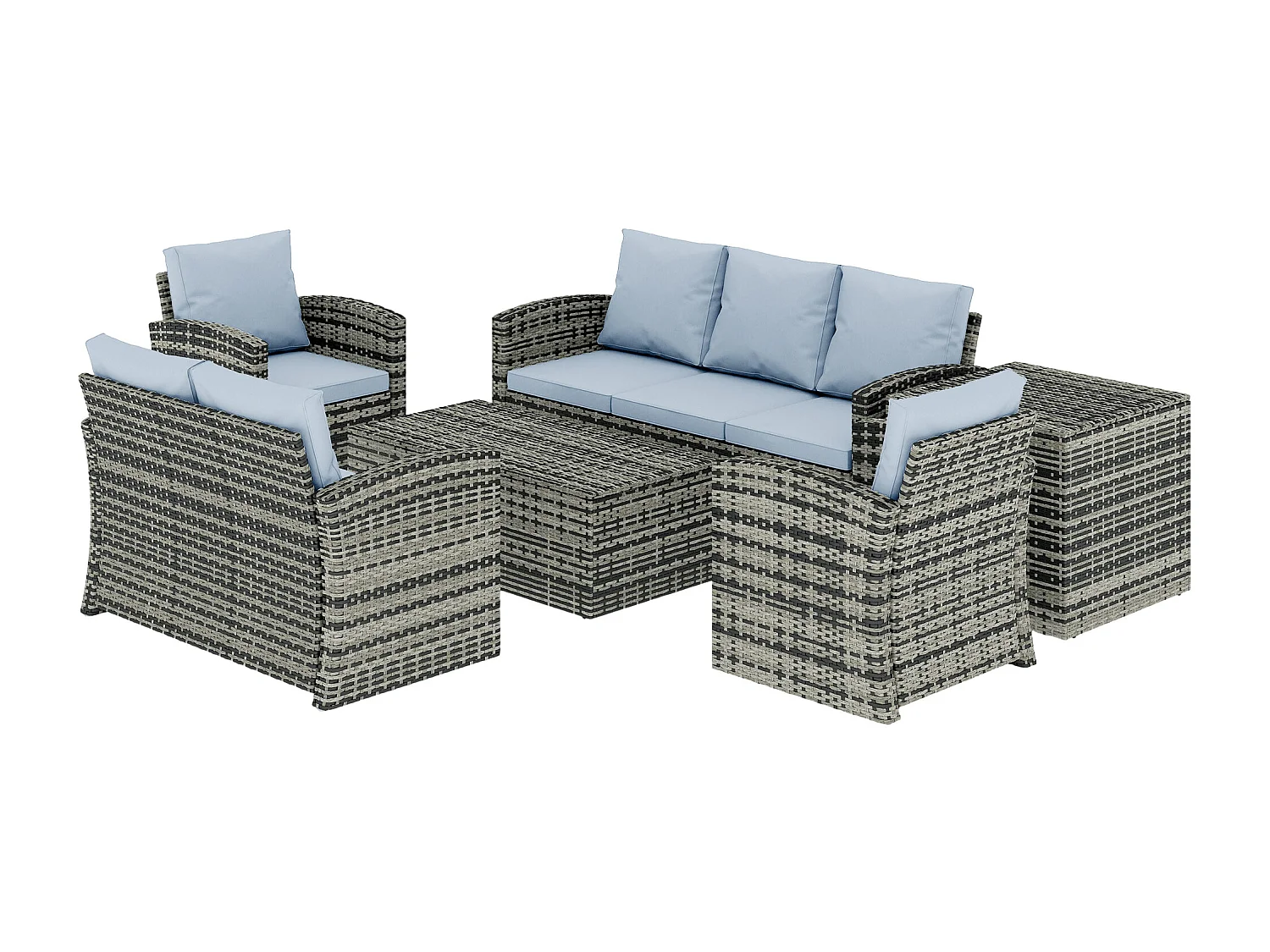 Set da esterno 6pz con 2 tavolini, 2 divani e 2 poltrone grigio