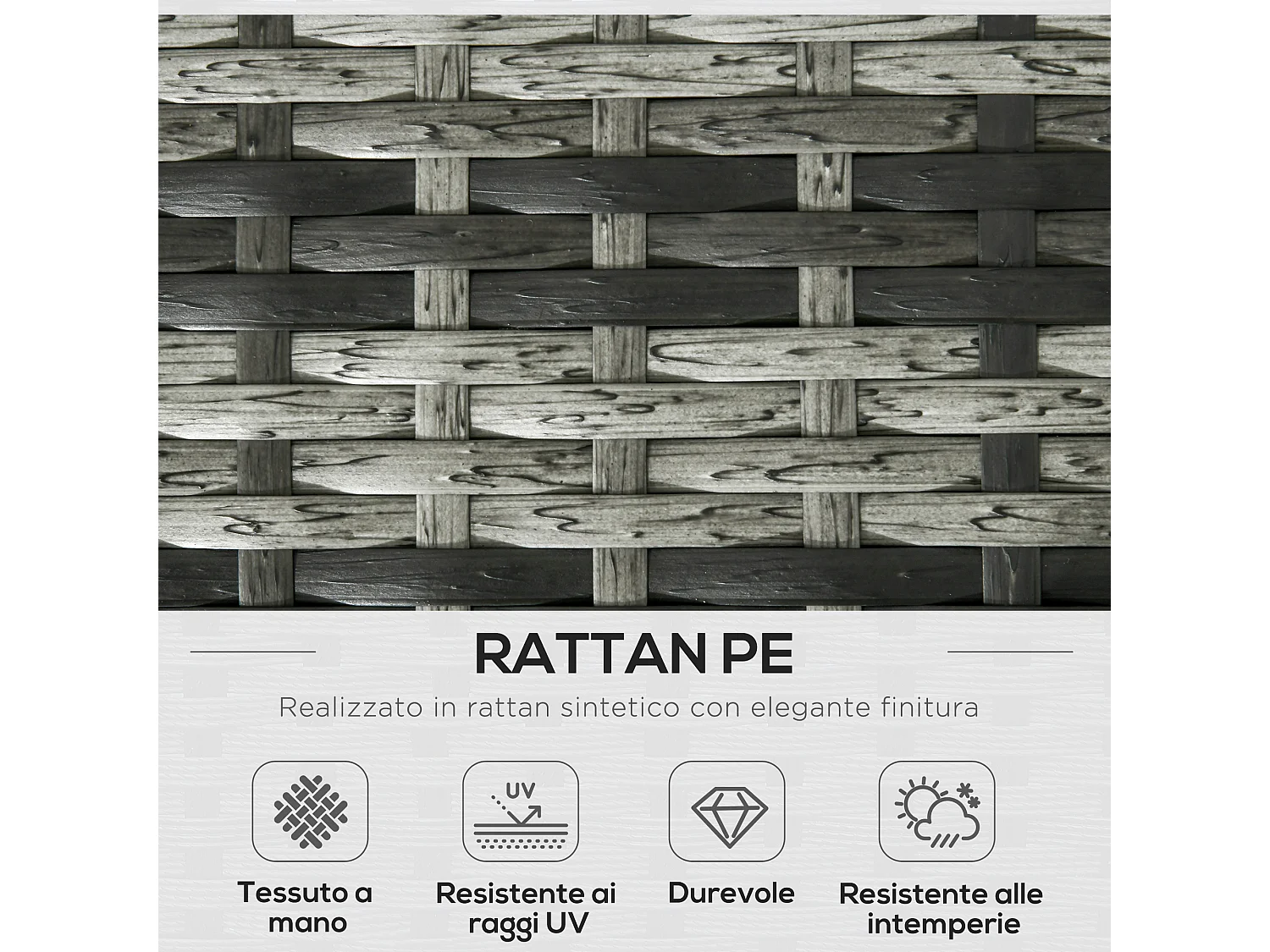 Set da esterno 6pz con 2 tavolini, 2 divani e 2 poltrone grigio