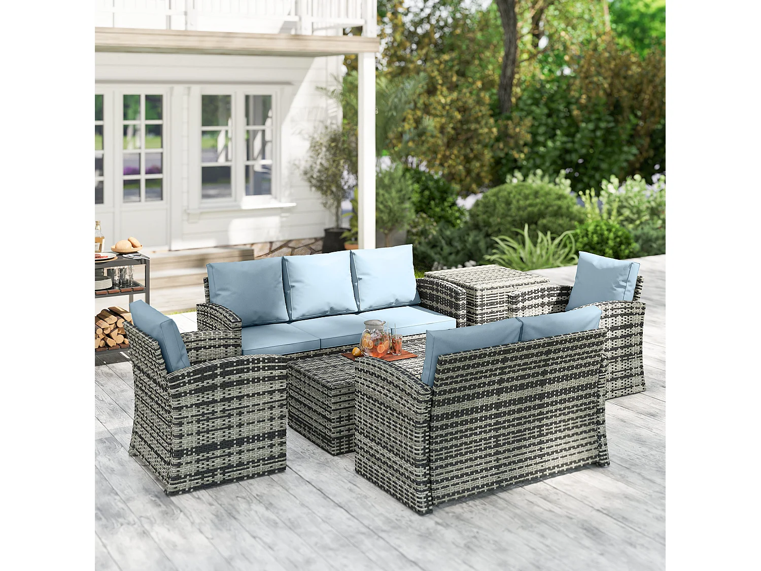 Set da esterno 6pz con 2 tavolini, 2 divani e 2 poltrone grigio