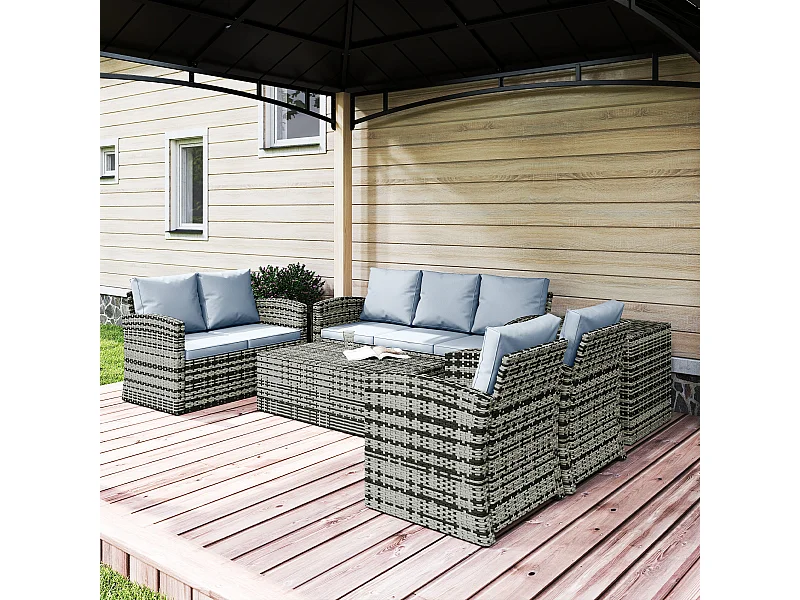 Set da esterno 6pz con 2 tavolini, 2 divani e 2 poltrone grigio