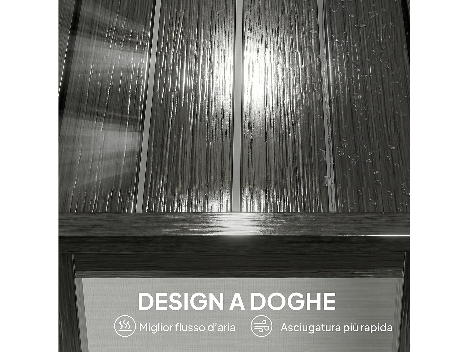 Panca da giardino 2 posti effetto legno in acciaio grigio