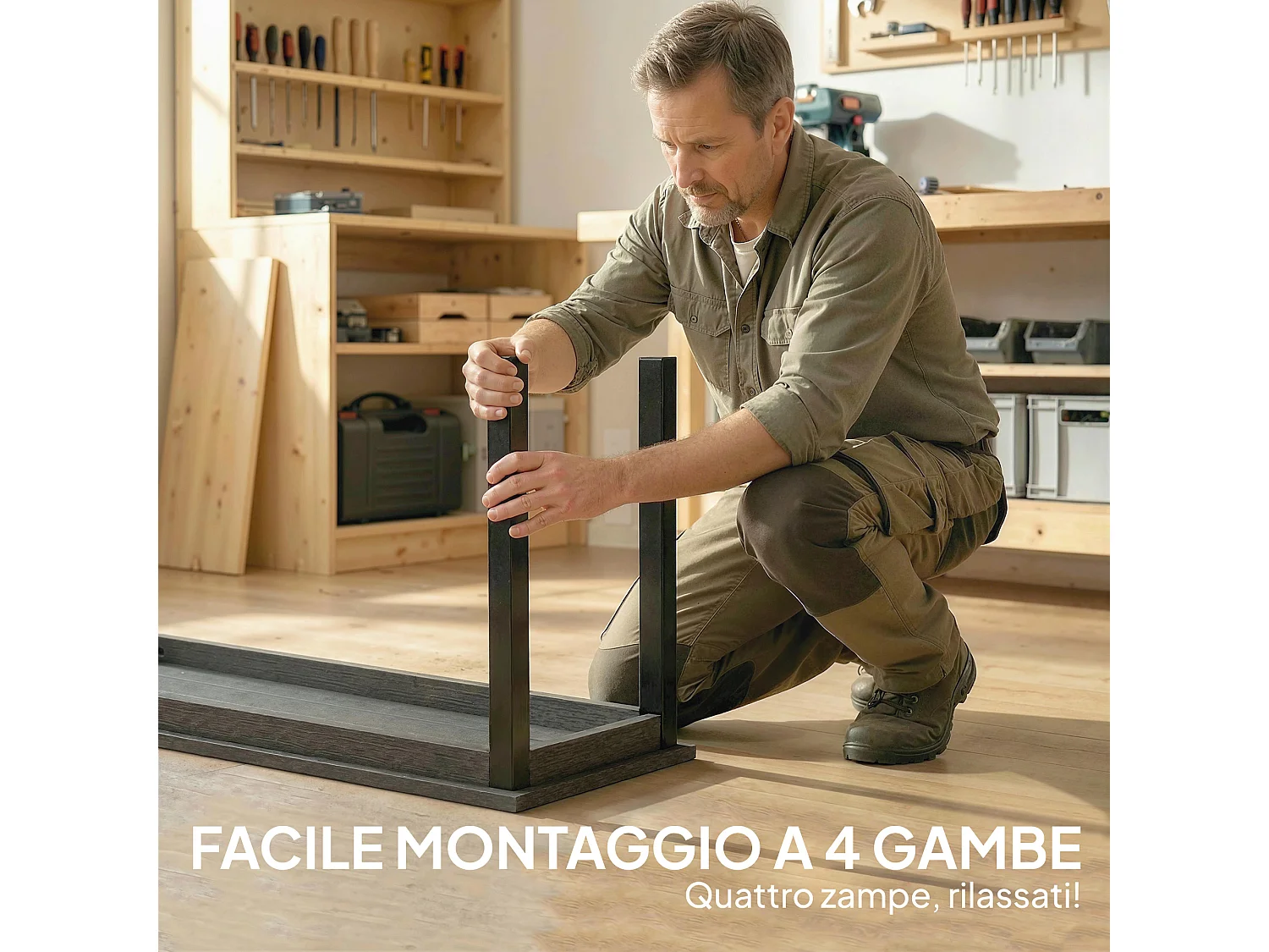 Panca da giardino 2 posti effetto legno in acciaio grigio