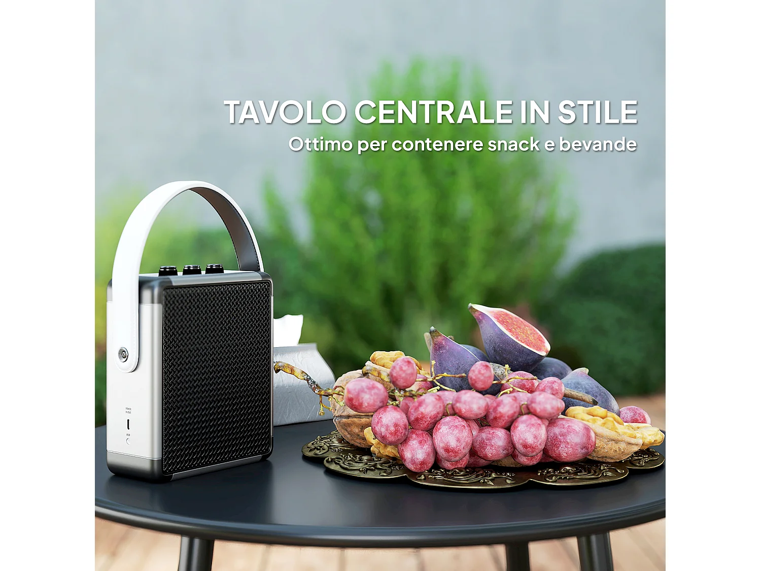 Salotto da giardino con divano angolare modulabile e tavolino rattan