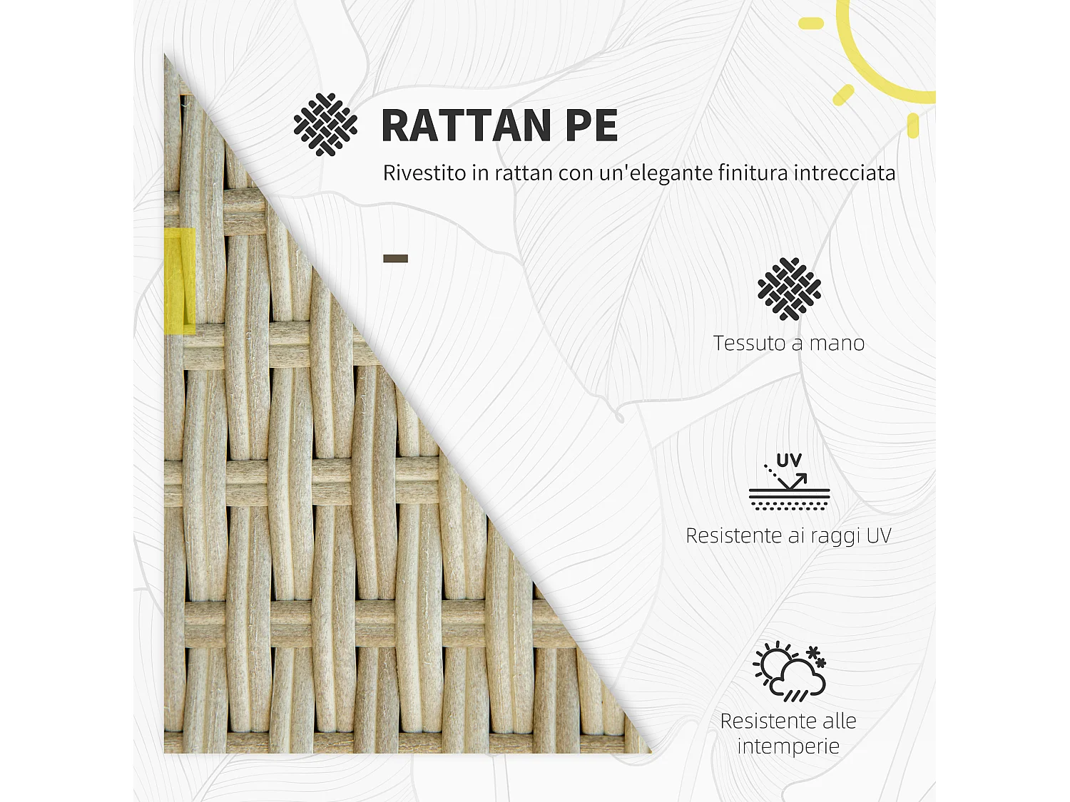 Salotto da giardino 7 pezzi modulabile rattan pe con cuscini