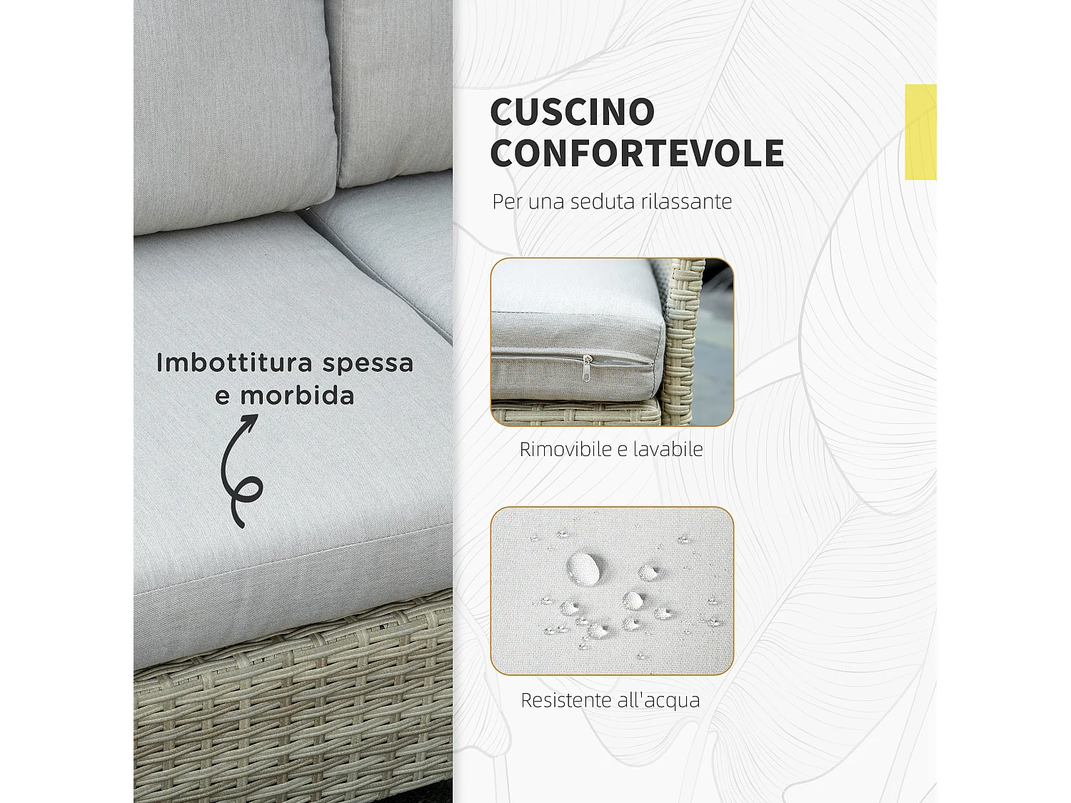 Salotto da giardino 7 pezzi modulabile rattan pe con cuscini