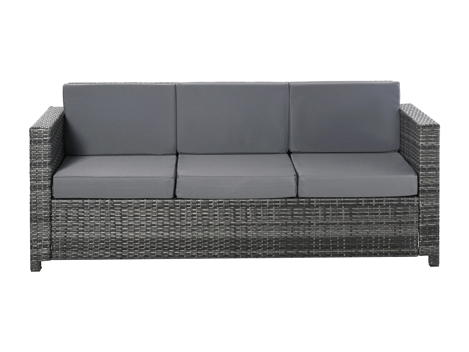 Divano da esterno 3 posti in rattan pe e metallo 185x70x80 cm grigio