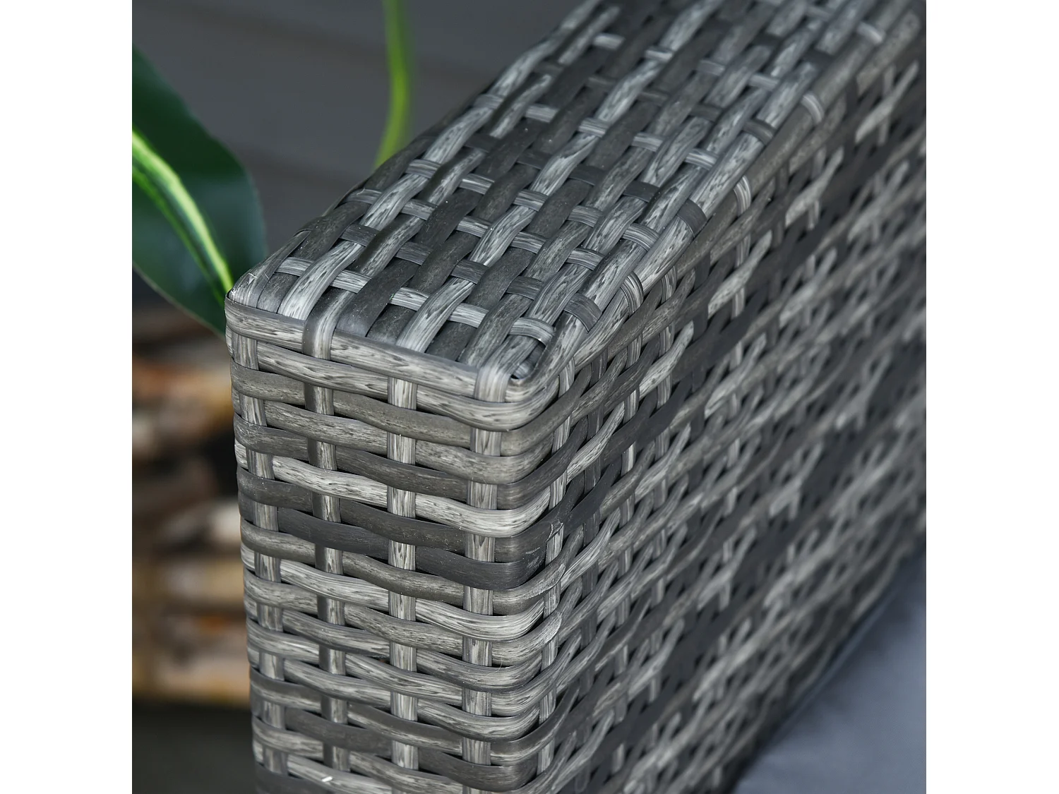 Divano da esterno 3 posti in rattan pe e metallo 185x70x80 cm grigio