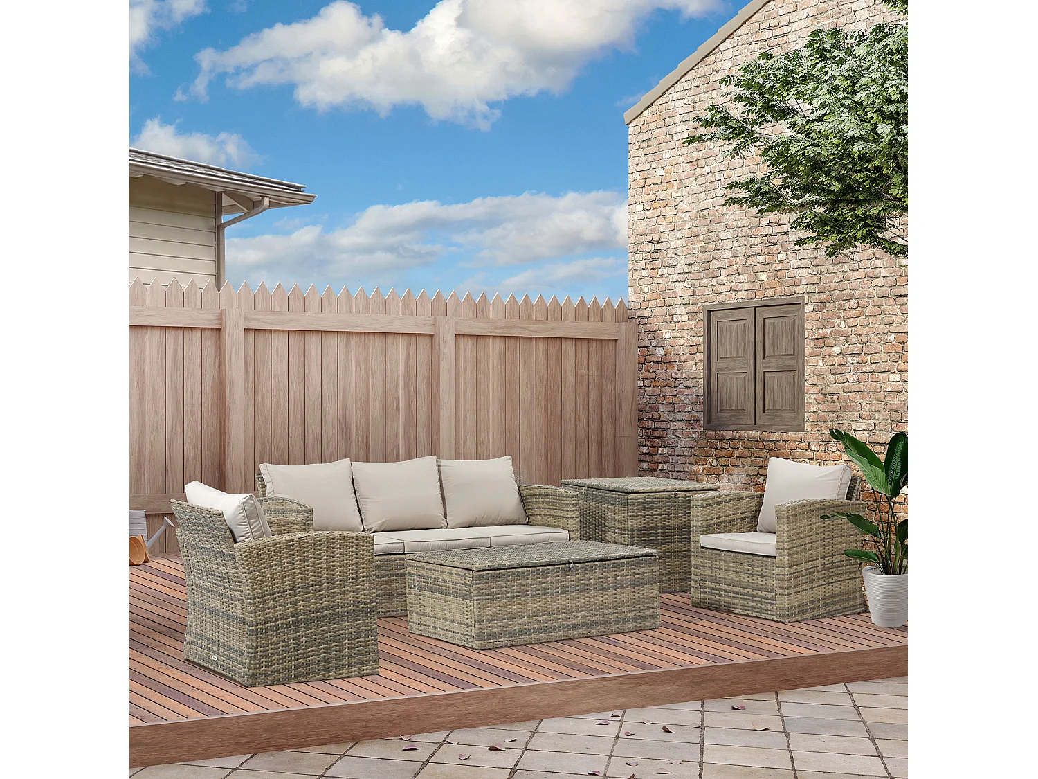 Mobili da giardino 6 pezzi in rattan divani poltrone tavolini