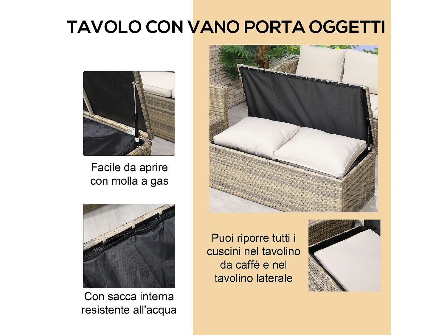 Mobili da giardino 6 pezzi in rattan divani poltrone tavolini