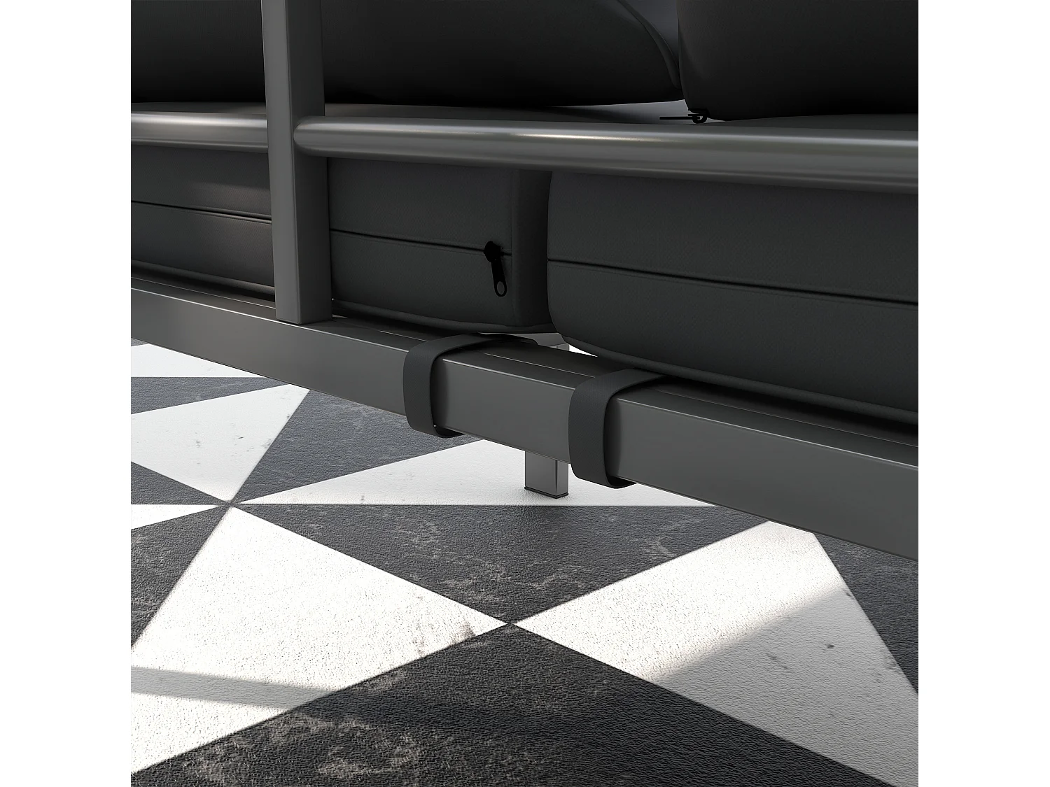 Divano da giardino 3 posti in alluminio grigio con cuscini