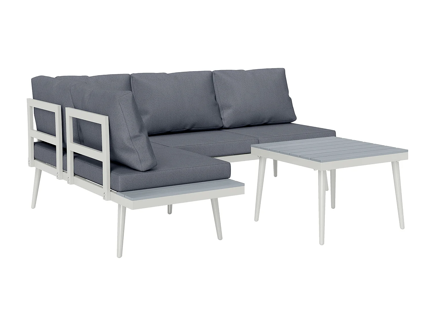 Salotto da giardino con 2 divani con schienale regolabile e tavolino