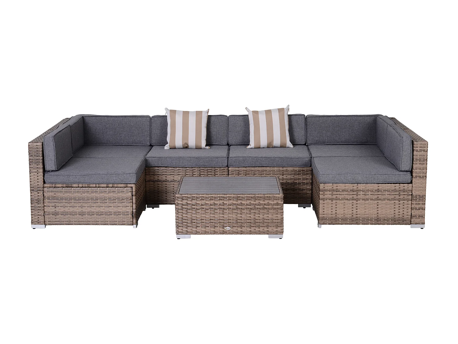 Salotto da giardino in rattan 7 pezzi con tavolino e divano