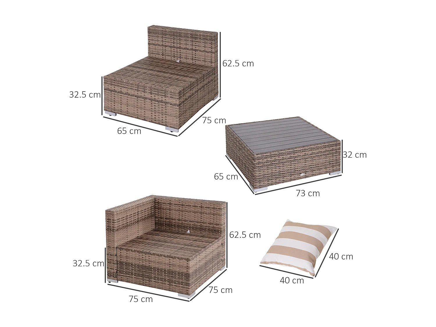 Salotto da giardino in rattan 7 pezzi con tavolino e divano