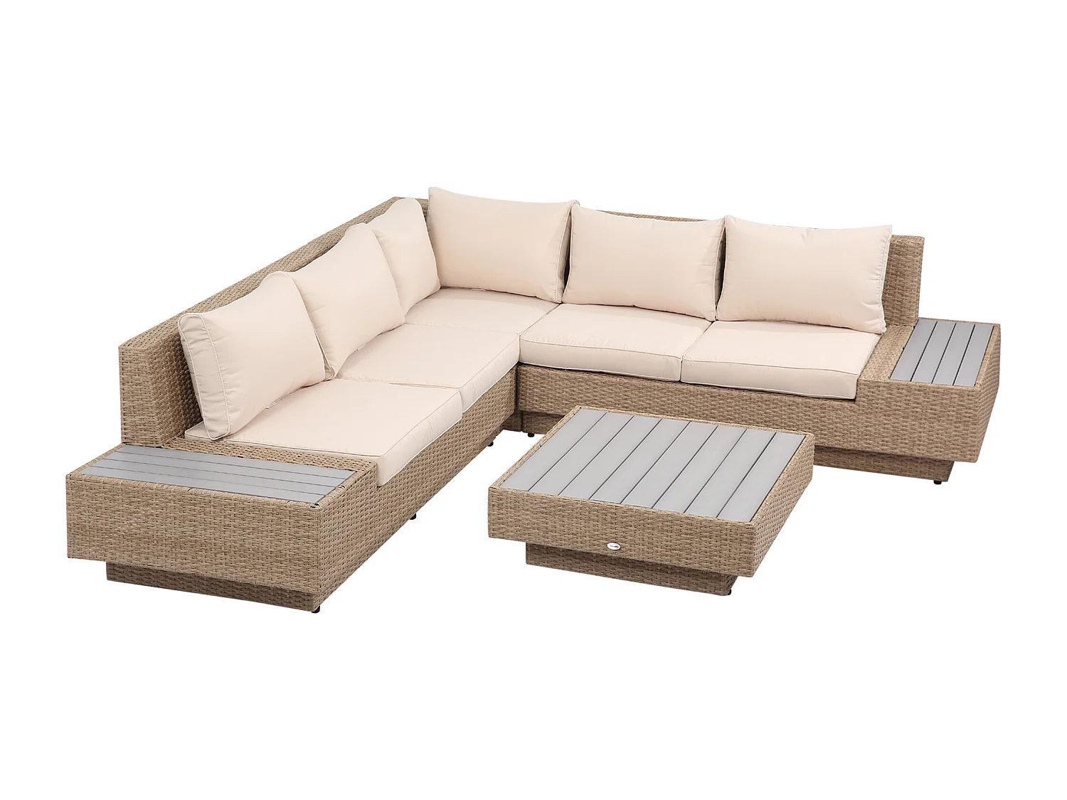 Salotto da giardino in rattan 4 pezzi con divano e tavolini