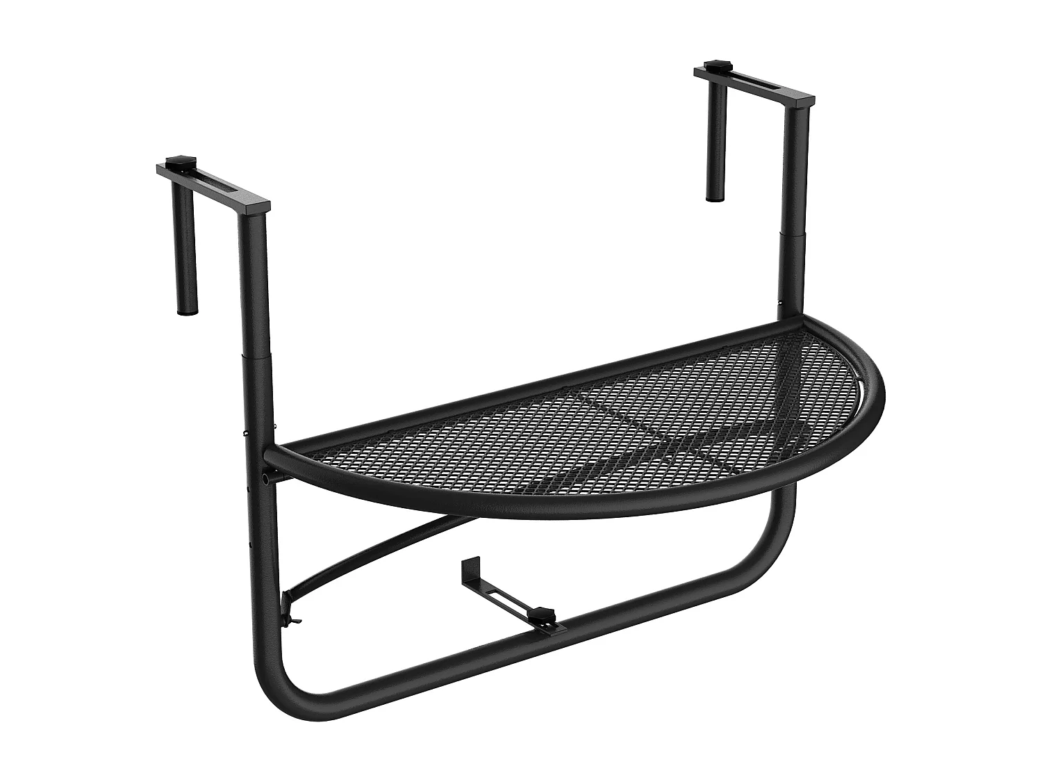 Tavolino da ringhiera pieghevole 3 altezze in metallo nero