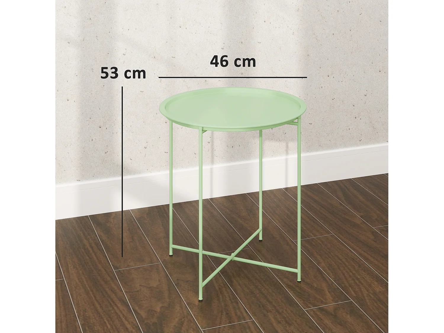 Tavolino da giardino rotondo con vassoio rimovibile Ø46 cm verde