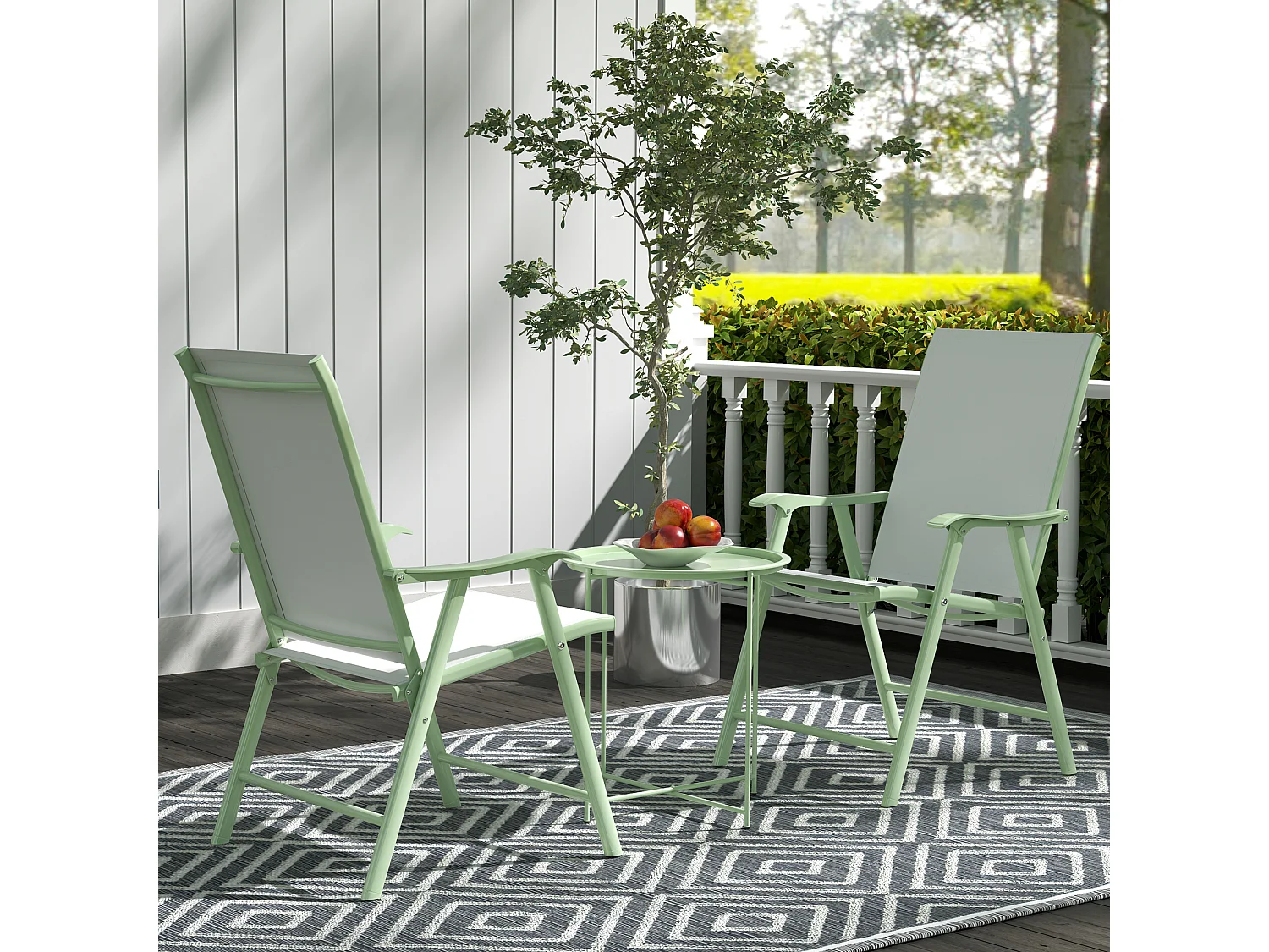 Tavolino da giardino rotondo con vassoio rimovibile Ø46 cm verde