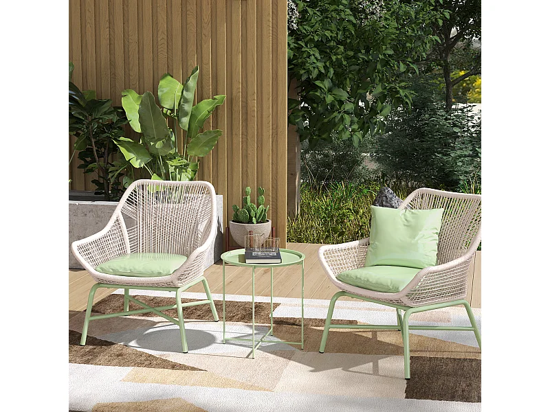 Tavolino da giardino rotondo con vassoio rimovibile Ø46 cm verde