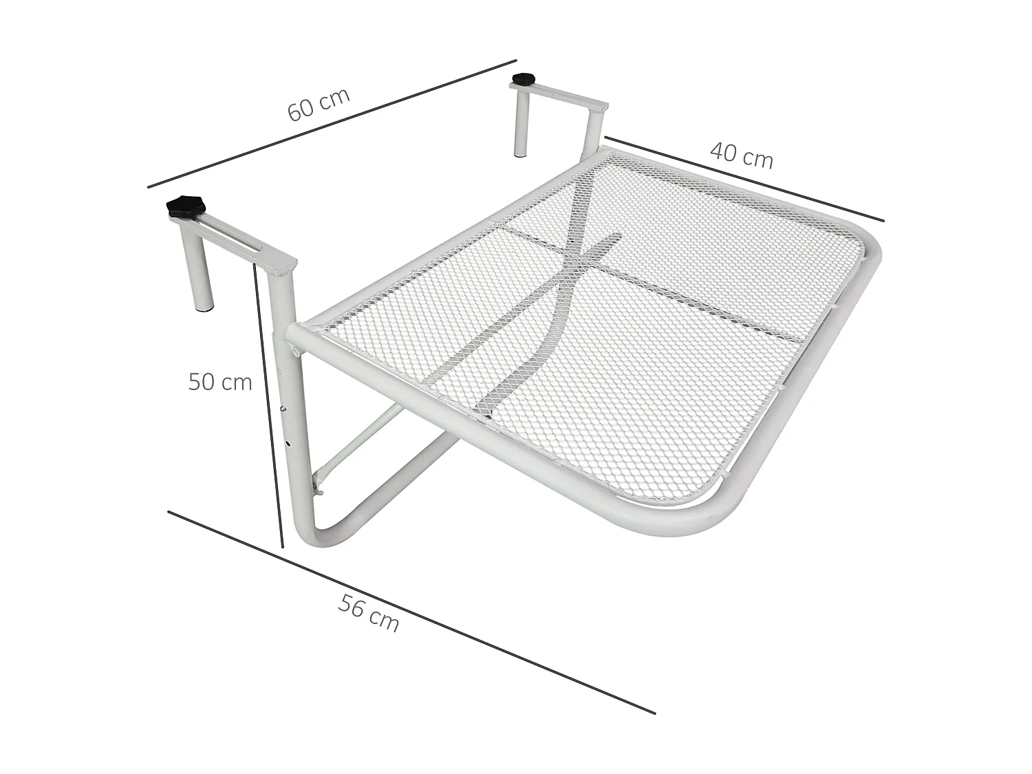 Tavolo da ringhiera altezza regolabile bianco 60x56x50cm