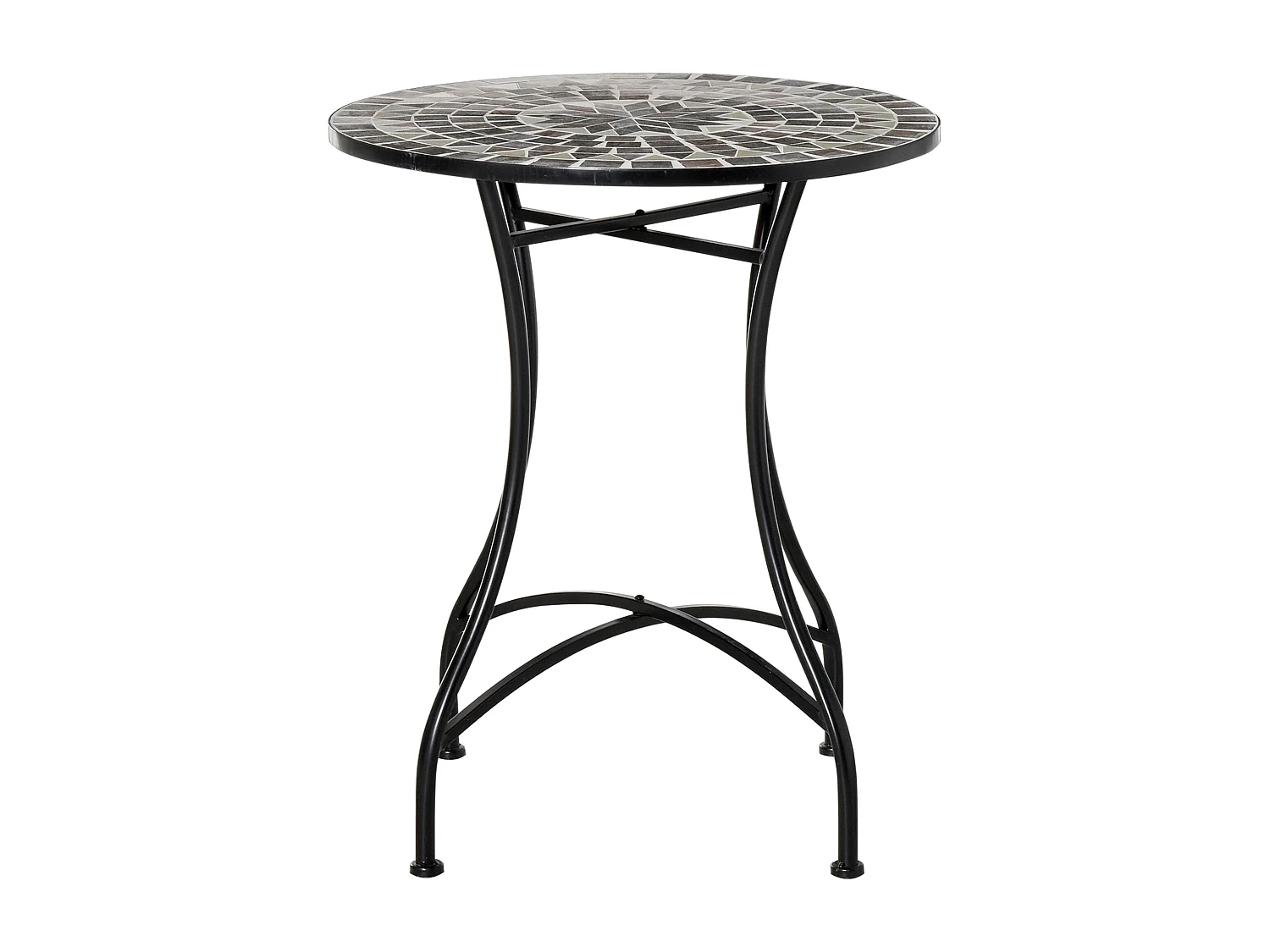 Tavolino da Caffè per Esterni con Piano in Ceramica Mosaico e Struttura in Metallo