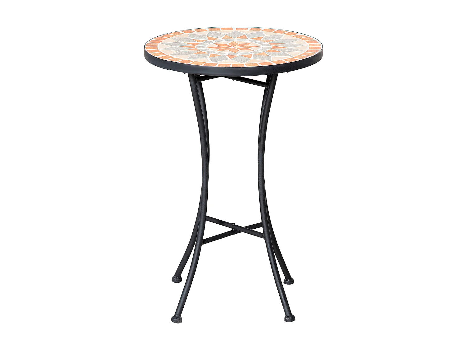 Tavolino rotondo esterni con piano a mosaico multicolore