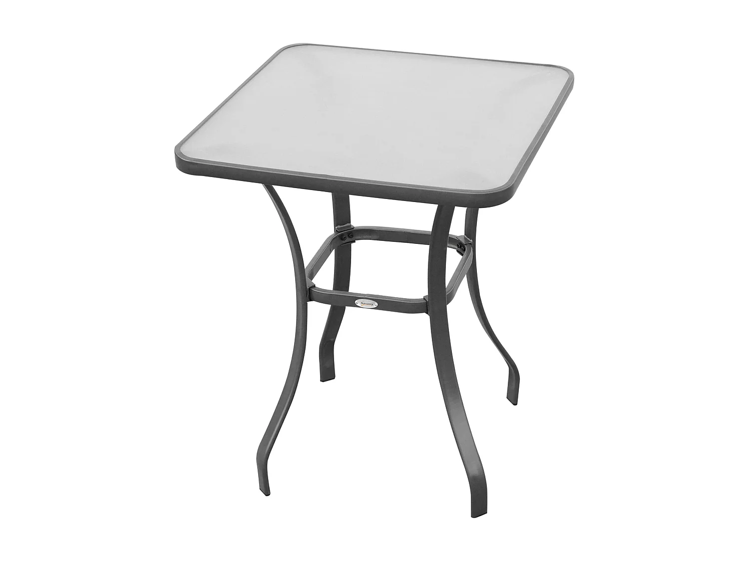 Tavolino Moderno con Piano in Vetro Temperato in Metallo per Esterno