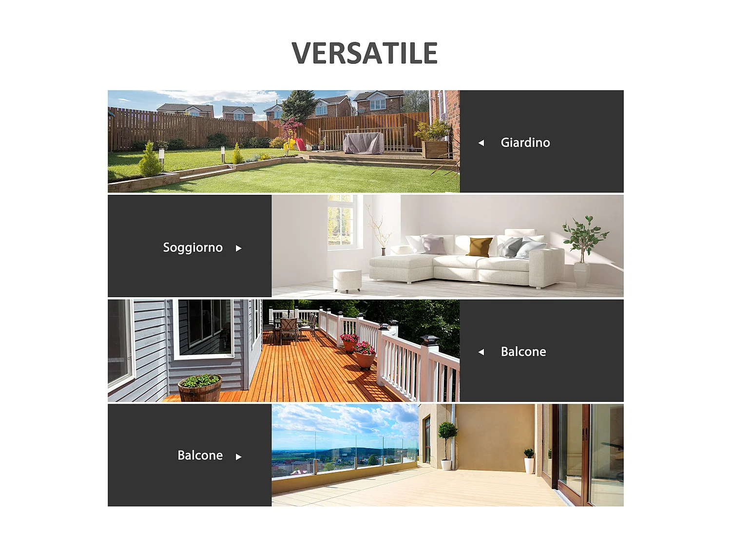 Tavolino Moderno con Piano in Vetro Temperato in Metallo per Esterno