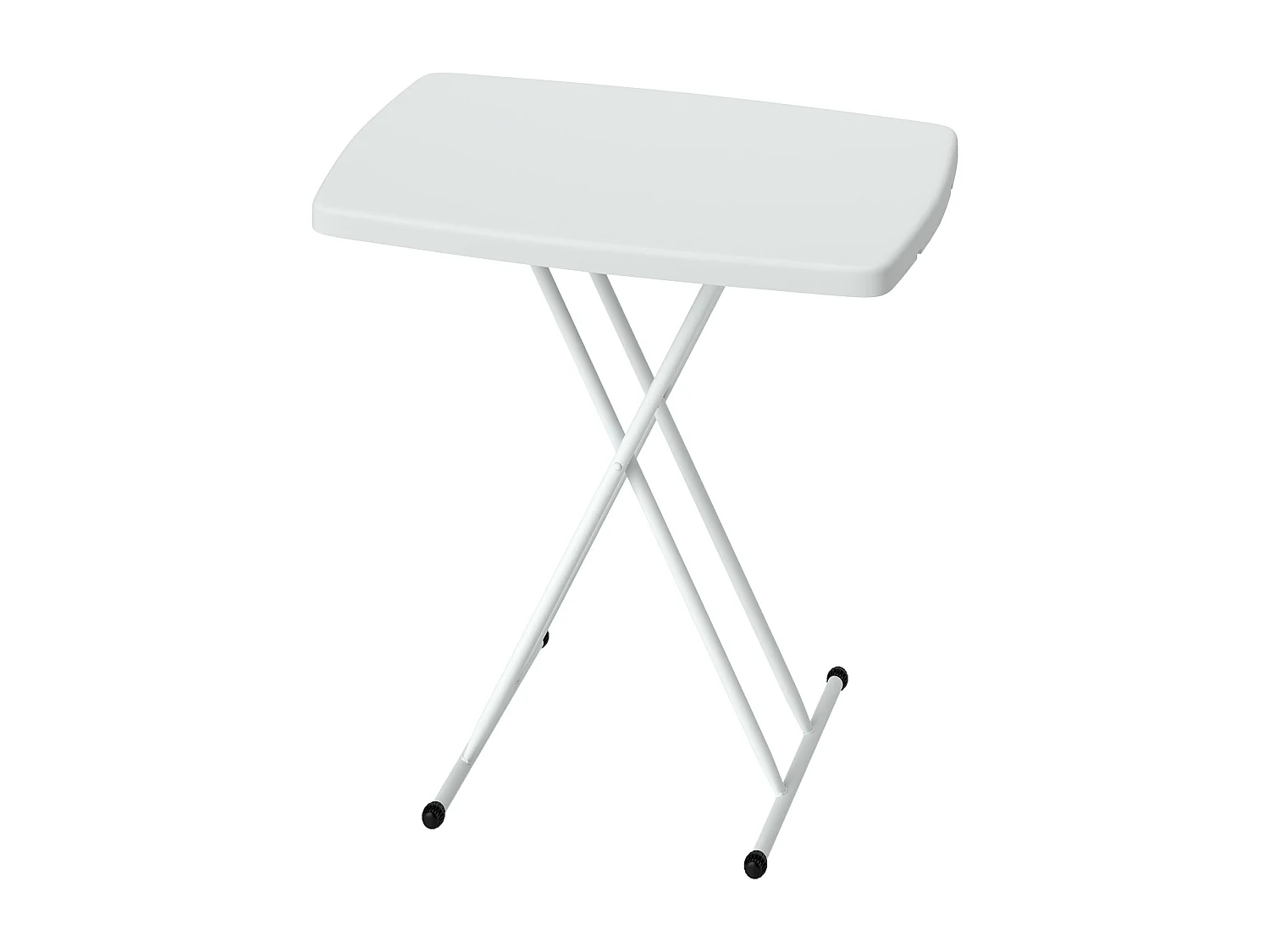 Tavolino da giardino pieghevole con altezza regolabile bianco