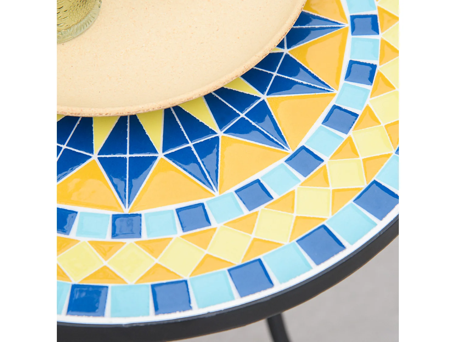 Tavolino da giardino piano d'appoggio a mosaico in ceramica