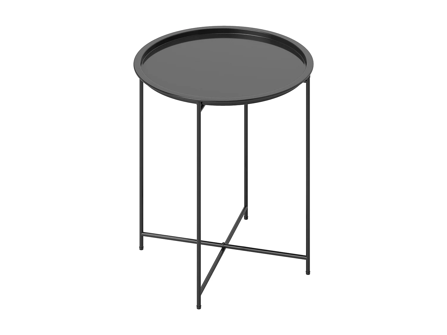 Tavolino da giardino con vassoio rimovibile e gambe pieghevoli nero