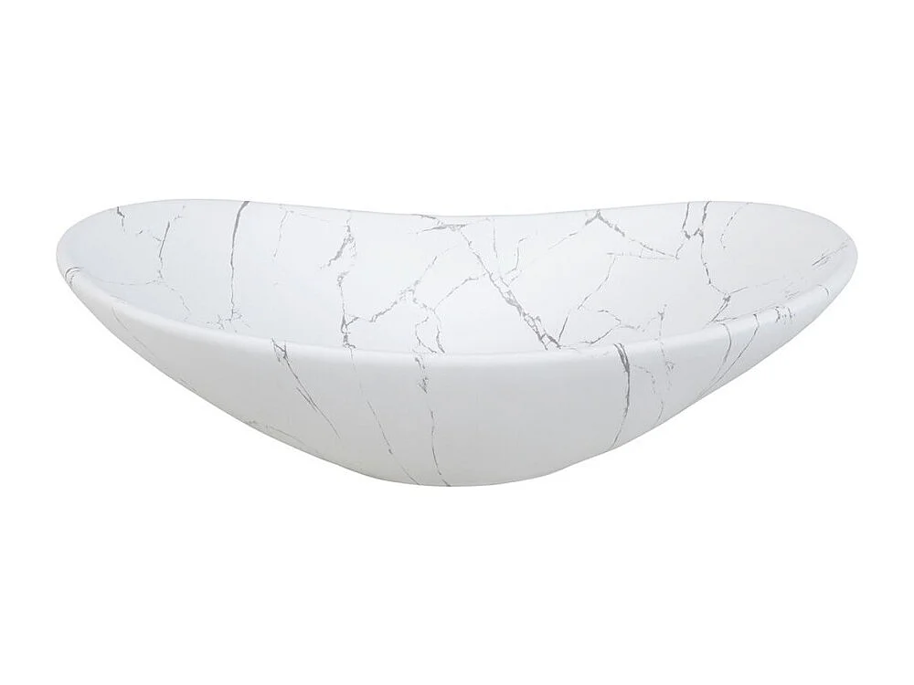 Ensemble de salle de bain NATURA 80cm : meuble sous vasque + plan pour vasque + vasque à poser asymétrique blanche marbrée