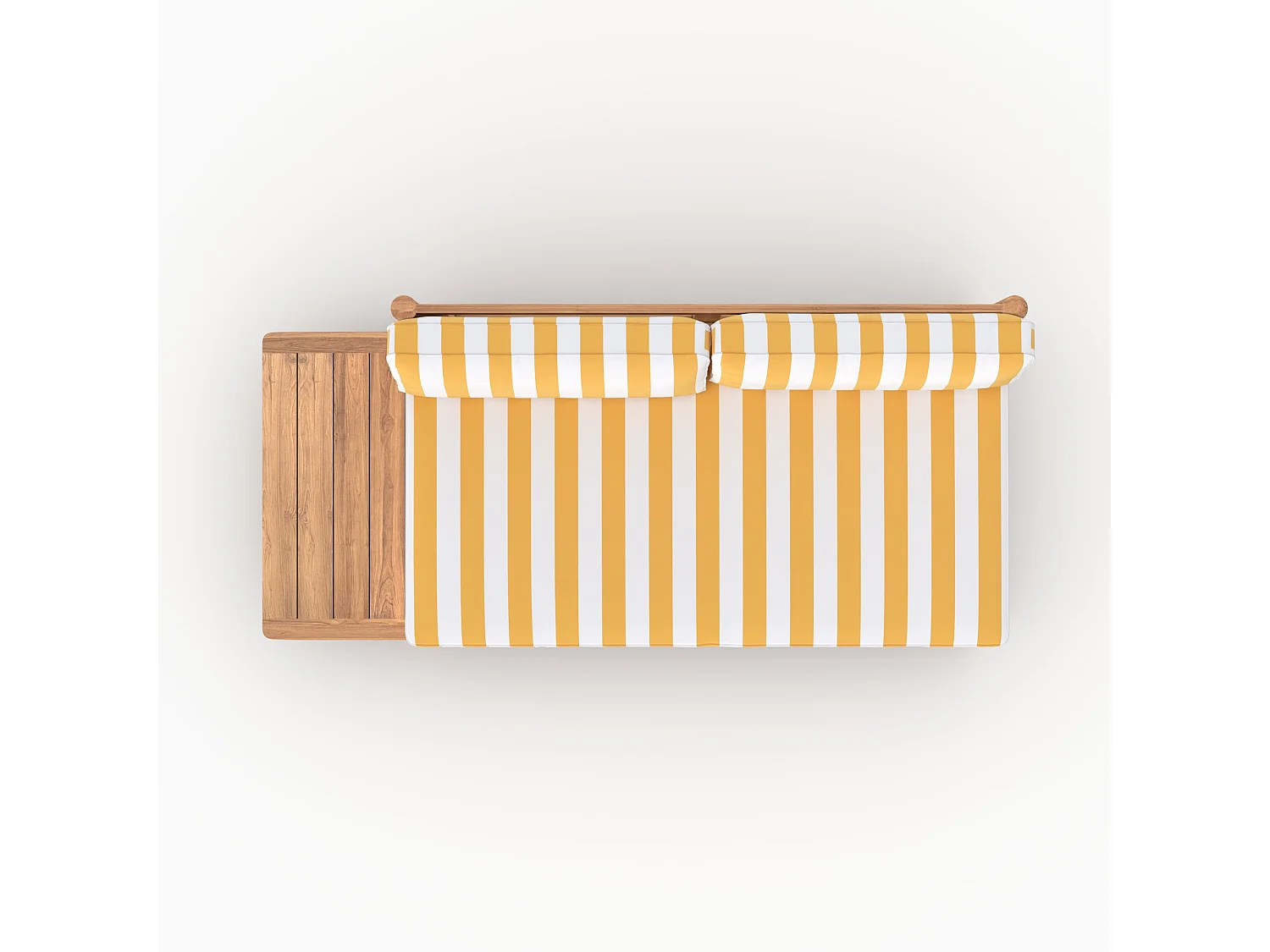 Salotto da giardino 2 posti in teak massello e tessuto a righe gialle - Nadila