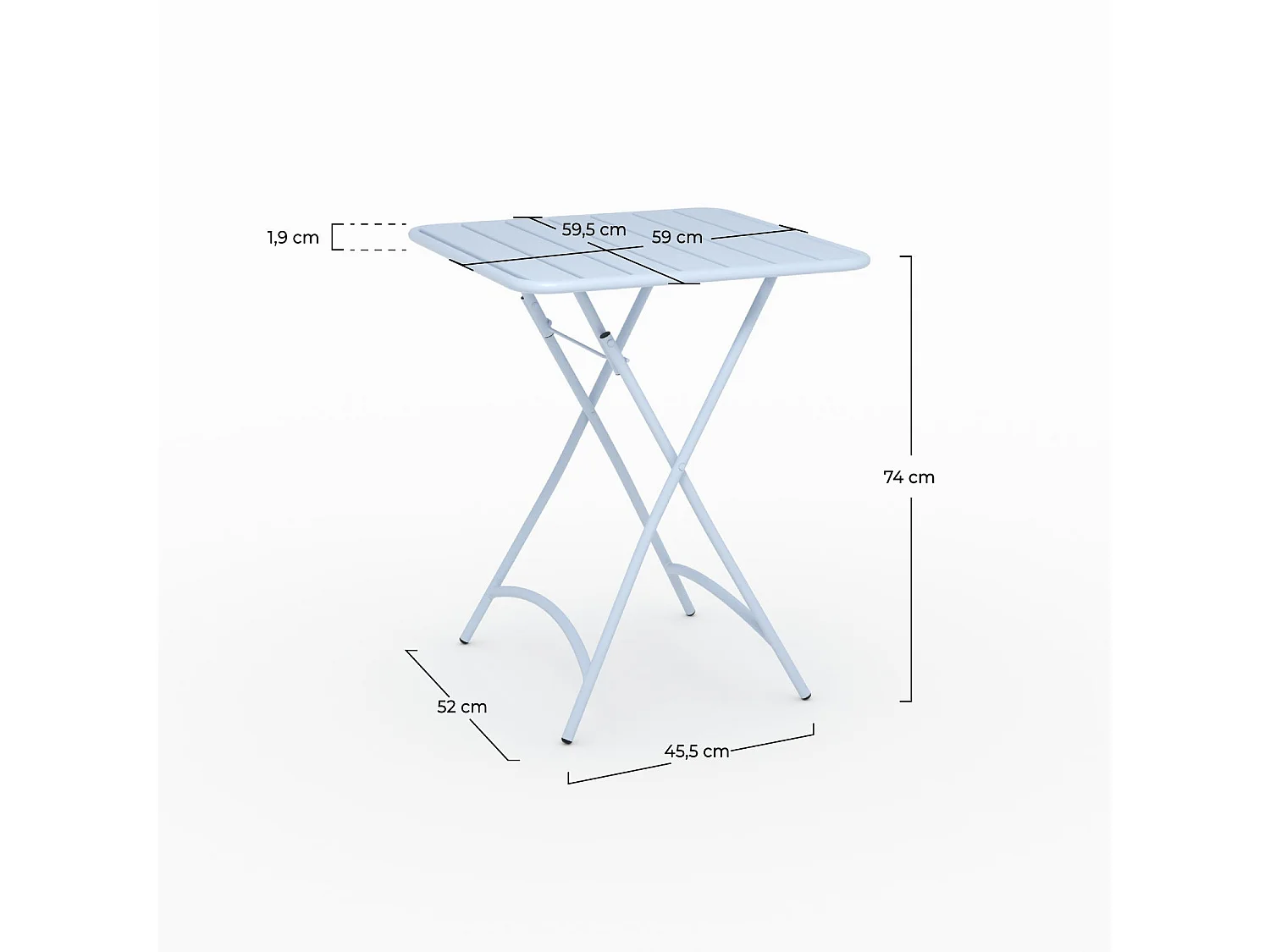 Tavolo da giardino pieghevole in metallo blu pastello per 2 persone - Yumi