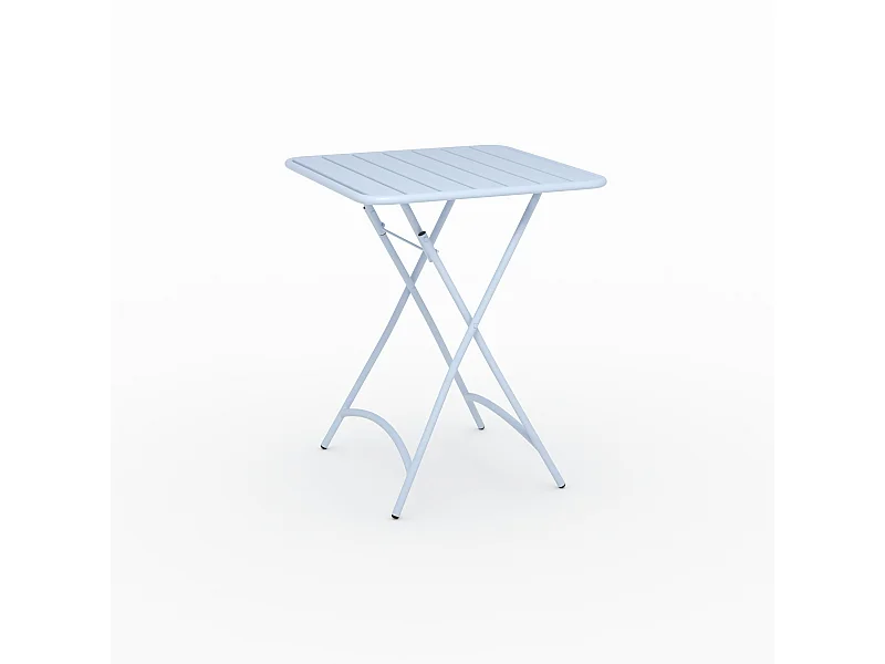 Table de jardin pliante en metal bleu pastel 2 personnes - Yumi