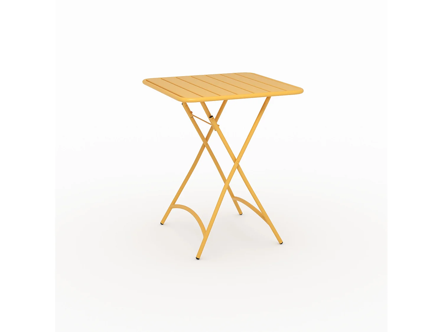 Table de jardin pliante en metal jaune beurre 2 personnes - Yumi