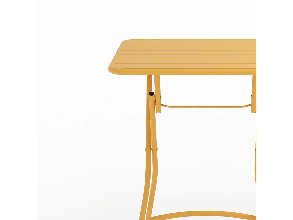 Table de jardin pliante en metal jaune beurre 2 personnes - Yumi
